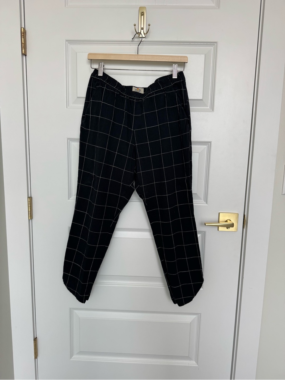 Marine Layer Black Windowpane Cropped Pants